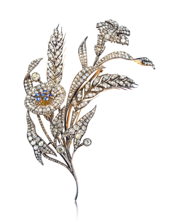 Victorian Silver Gold & Diamond Brooch
