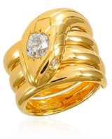 Stephen Russell 18K Yellow Gold & Diamond Snake Ring