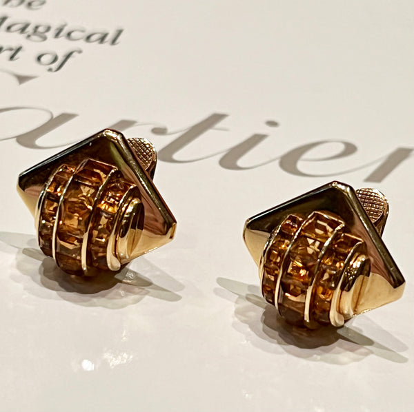Cartier 18K Yellow Gold & Citrine Earrings