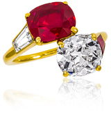Cartier Platinum Gold Diamond & Burma Ruby Ring