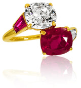 Cartier Platinum Gold Diamond & Burma Ruby Ring
