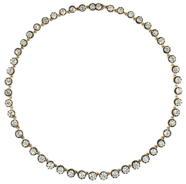 Vintage Silver Gold & Diamond Riviere Necklace