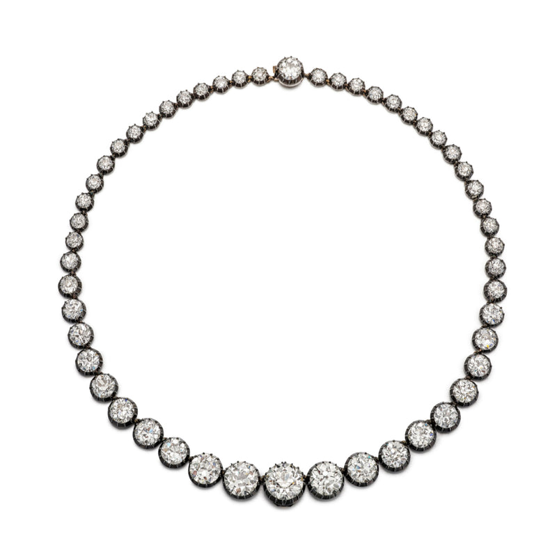 19th Century  Silver Gold & Diamond Riviere Necklace