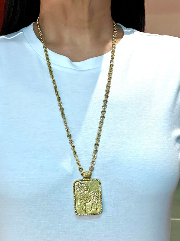 Fred 18K Yellow Gold & Diamond Zodiac Pendant