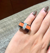 Cartier Platinum Coral & Onyx Ring
