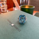 Stephen Russell Platinum Diamond & Aquamarine Ring