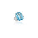 Stephen Russell Platinum Diamond & Aquamarine Ring
