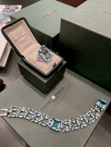Stephen Russell Platinum Diamond & Aquamarine Ring