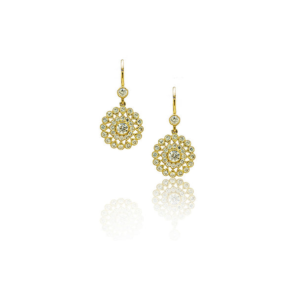 18K Gold & Diamond Flower Earrings