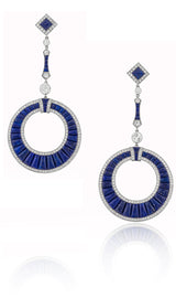 Stephen Russell Platinum Diamond & Lapis Earrings