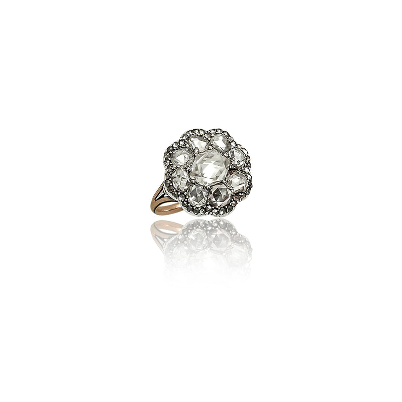 Georgian Silver Gold & Rose Cut Diamond Ring