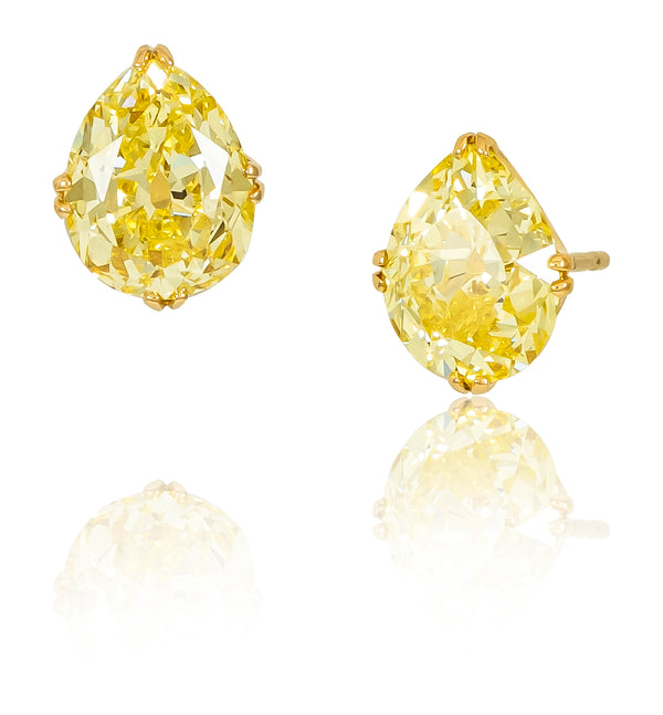 Stephen Russell 18K Gold & Vivid Yellow Antique Diamond Stud Earrings