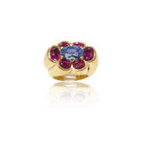 18K Gold Ruby & Sapphire Ring by Cartier Paris