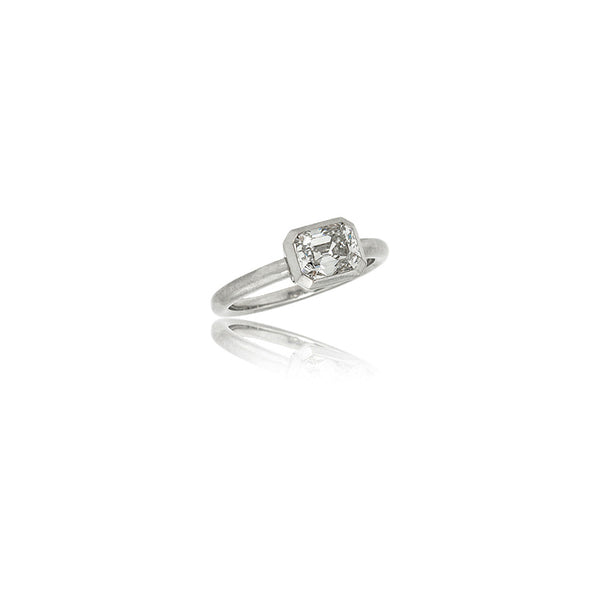 Stephen Russell Platinum & Asscher Cut Diamond Ring