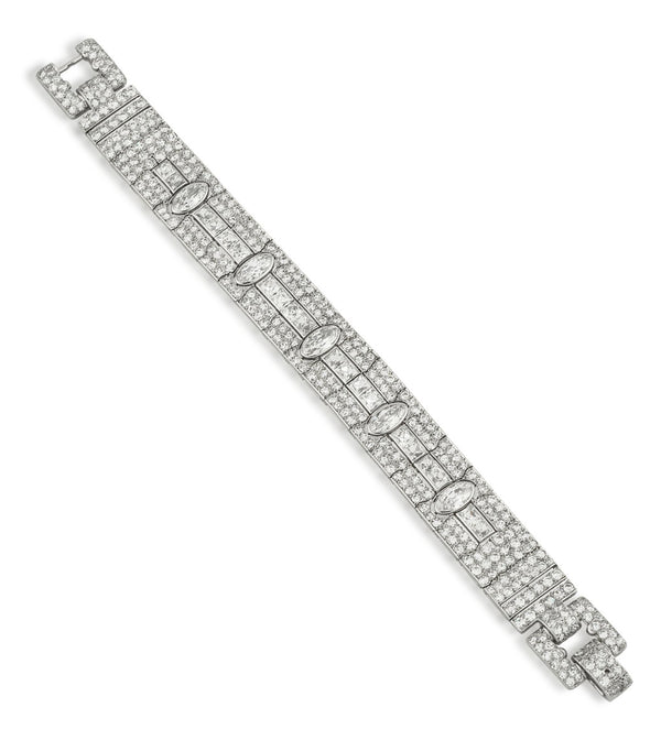 Marzo Platinum & Diamond Art Deco Bracelet