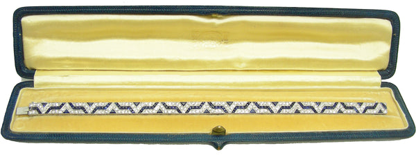 Van Cleef & Arpels Platinum Diamond & Sapphire Art Deco Bracelet