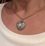 Vintage Silver Gold & Diamond Heart Pendant