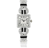 Cartier Art Deco Platinum Diamond Onyx & Pearl Watch